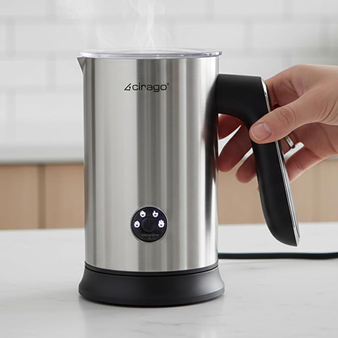 CIRAGO Milk Frother 4 in 1 Electric Milk Steamer Automatic Hot & Cold Foam Maker and Milk Warmer for Latte, Cappuccinos, Macchiato, Hot Chocolate Milk
