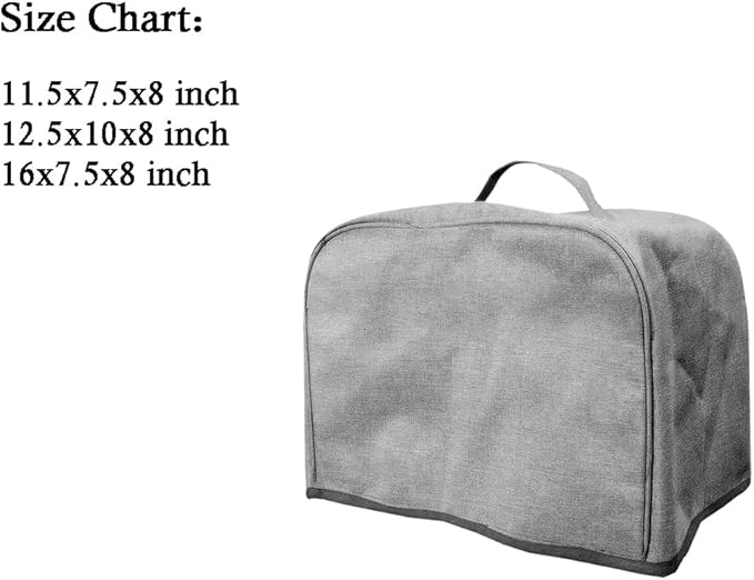 FLR Large 4 Slice Toaster Cover with Pockets, Dust-proof & Oil Proof, Fit Most Large Toasters (Grey, 16' x 7.5' x 8')