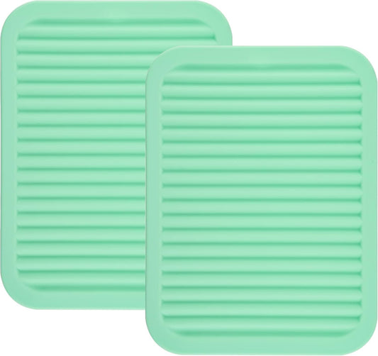 Smithcraft Silicone Trivets Mats for Dishes and Pots, Countertop, Table Hot Pads - Spoon Rest, Drying Mats Set of 2 (Mint Green)