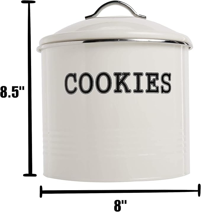 JOEY'Z Large 1.25 Gallon Airtight Cookie Jar with Lid - Large Cookie Jars with Lids, Ivory Counter Decorative - Makes a Great Dog Treat Jar