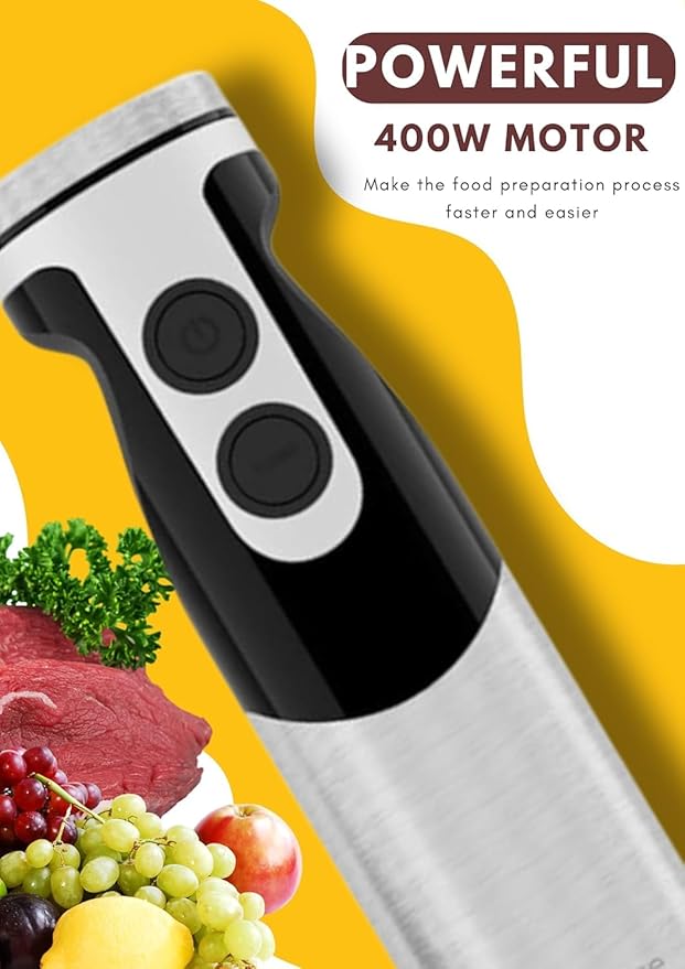 MegaWise Pro Titanium Reinforced 5-in-1 Immersion Hand Blender, Powerful Motor with 80% Sharper Blades, 12-Speed Corded Blender (Black)