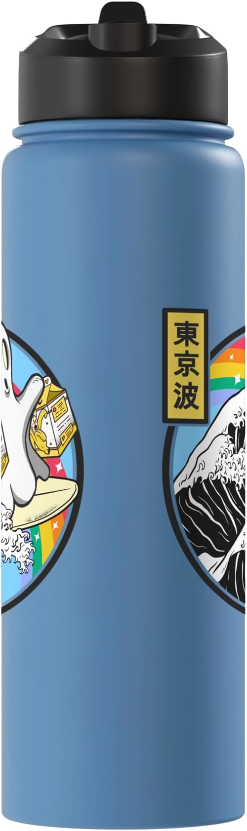 Surfing Ghost With Banana Milk Cartons Japan Wave Vaporwave Stainless Steel Insulated Water Bottle