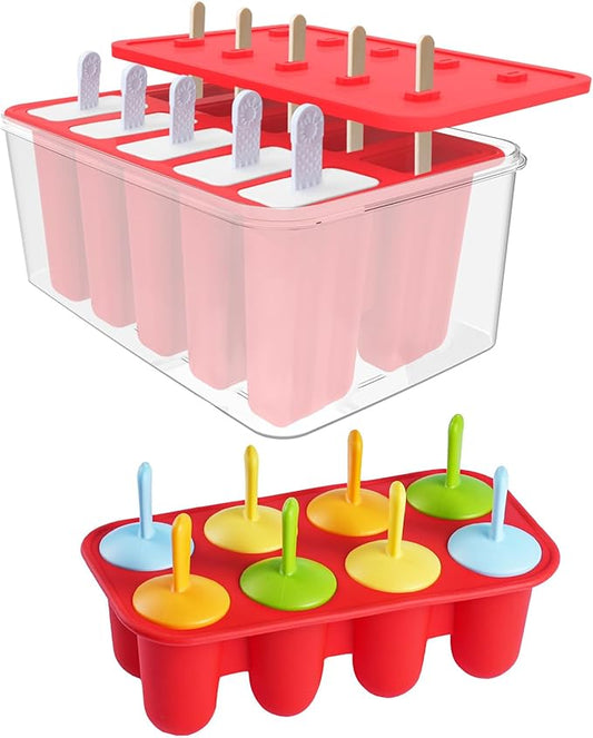 Miaowoof 10-Cav & 8-Cav Silicone Popsicle Mold for Kids, Non-BPA Premium Silicone Popsicles Molds Set