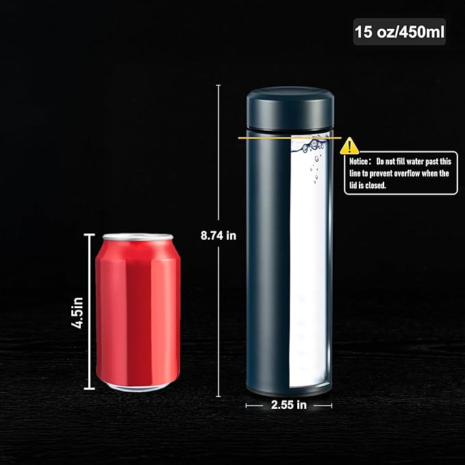 PARACITY Insulated Water Bottle,17 oz Stainless Steel Thermo, Double Wall Vacuum Water Bottle, Metal Water Bottle Keeps Hot for 12 Hrs, Cold for 24 Hrs, for Coffee, Drinks