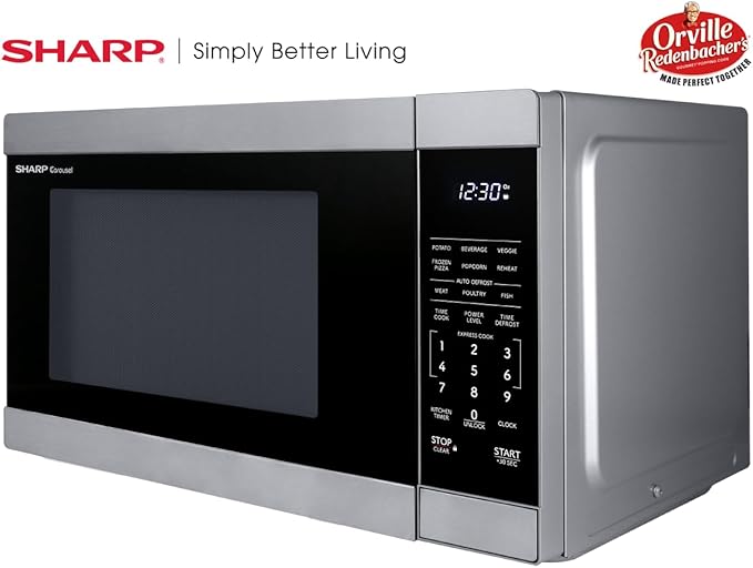 SHARP Countertop Microwave Oven with Removable 12.4" Carousel Turntable, 1000 Watt, 1.1 Cubic Feet, Stainless Steel