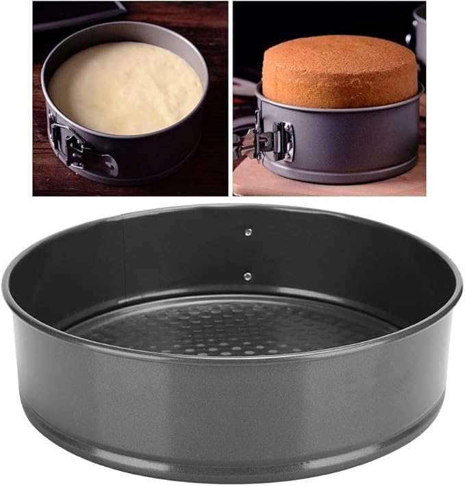 qiuqiu Nonstick Loop Removable Bottom Cake Pan, Round Shape Carbon Steel DIY Mousse Baking Mold, for Baking-22cm / 8.7in