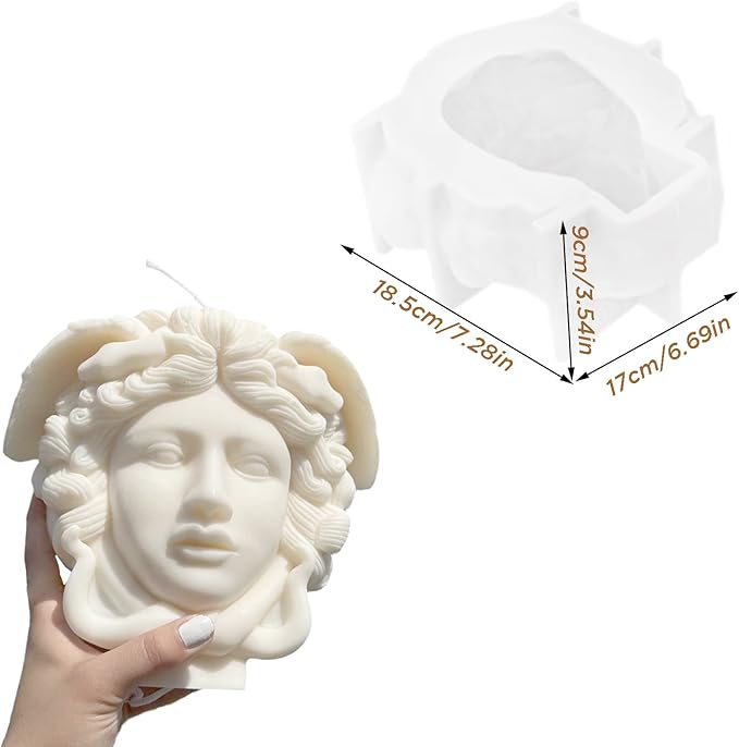 Large Medusa Snake Hair Face Silicone Molds, DIY Goddess Molds for Candle Making, Abstract face Aroma Gypsum Molds for Home Decor Art Crafts