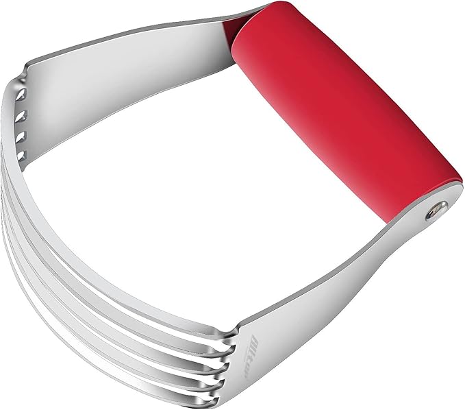 ALLTOP Pastry Blender Cutter, Stainless Steel Dough Masher for Butter, Biscuit, Baking, Kneading, Dough, Flakier and Fluffier Pie Crusts, Almond - Hand Kitchen Tool (1 Pack, Red)