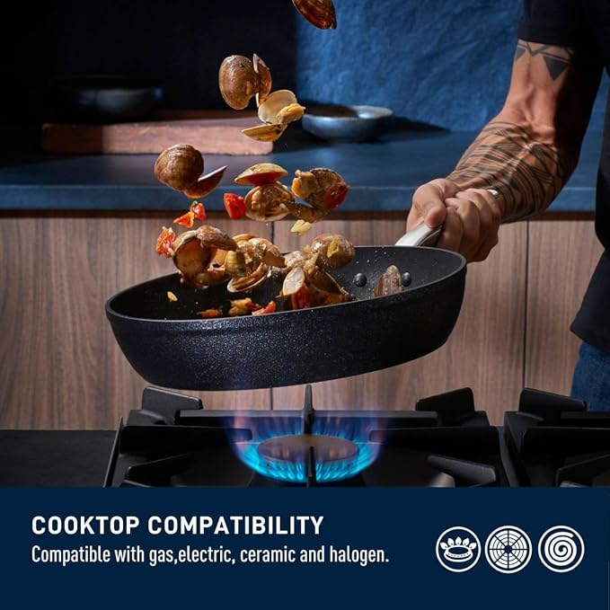 T-FAL StoneShield 12" / 30cm Frypan, Non-Stick, Anti-Warp, Rock Texture, Dishwasher & Oven Safe, Easy to Clean