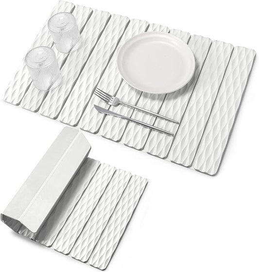 Large Stone Dish Drying Mats for Kitchen Counter, 24"×16" Wave-Pattern, Fast Drying Collapsible Dish Drying Mat, Eco-Friendly Absorbent Diatomaceous Earth Mats for Dishes Bottles, Match Countertop