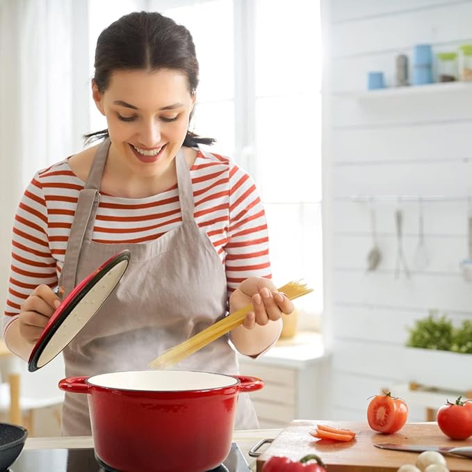 Enameled Cast Iron Dutch Oven with Lid, 6QT Heavy-Duty and Non-Stick Cookware Pot for Braising, Stews, Roasting, Bread Baking - Oven & Stovetop Safe