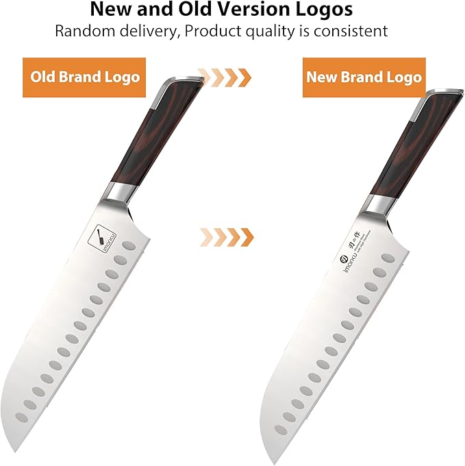 imarku Japanese Santoku Knife 7 Inch, Ultra Sharp Chef Knife, Professional Grade Powder High Carbon Steel Forged Kitchen Knife, PakkaWood Ergonomic Handle, Gifts for Women and Men
