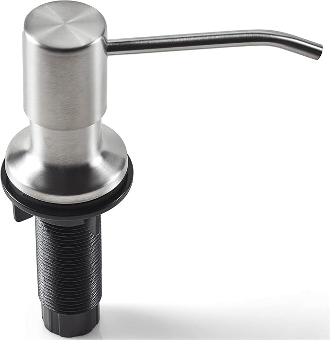 Built in Soap Dispenser for Kitchen Sink, Brushed Nickel, Fits 1 to 1.25 Inch Hole, Stainless Steel Pump Replacement, Lotion Dispenser