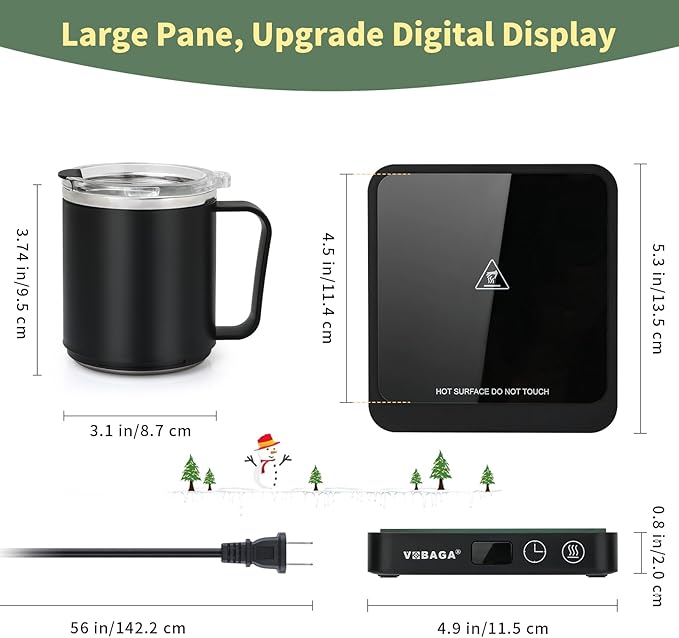 VOBAGA Mug Warmer with 15oz Mug Set, Smart Coffee Mug Warmer for Desk with 5 Temp Settings & 2-12H Auto Shut Off, Coffee Warmer for Candles, Coffee, Cocoa, Milk, Best Coffee Gifts for Men Women
