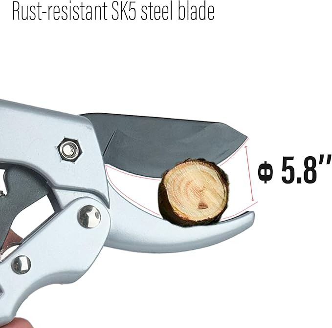 SK5 Ratchet Pruning Shears for Weak Hands Heavy Duty Garden Clippers with Spring Assist and Ergonomic Grip for Branches and Fruit Trees
