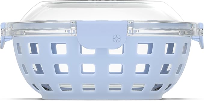 Ello Duraglass Meal Prep Container- Glass Food Storage Container with Silicone Sleeve and Airtight BPA-Free Plastic Lid, Dishwasher, Microwave, and Freezer Safe