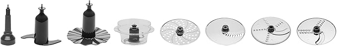 GE Food Processor | 12 Cup | Complete With 3 Feeding Tubes & Stainless Steel Accessories - 3 Discs + Dough Blade | 3 Speed | Great for Shredded Cheese, Chicken & More | Kitchen Essentials | 550 Watts