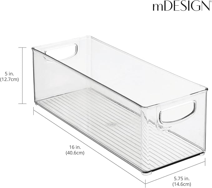 mDesign Plastic Office Supply Organizer - Storage Holder Bin with Handles for Desk Drawer, Cabinet - Pencil, Pen, Envelope and Supplies Container Basket - Ligne Collection - 2 Pack - Clear