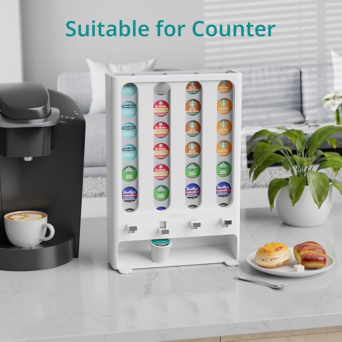 LifeMoreasy K Cup Holder Creative Coffee Pods Storage Stand Vending-Style K Pod Dispenser K Cup Organizer for 28 Pods