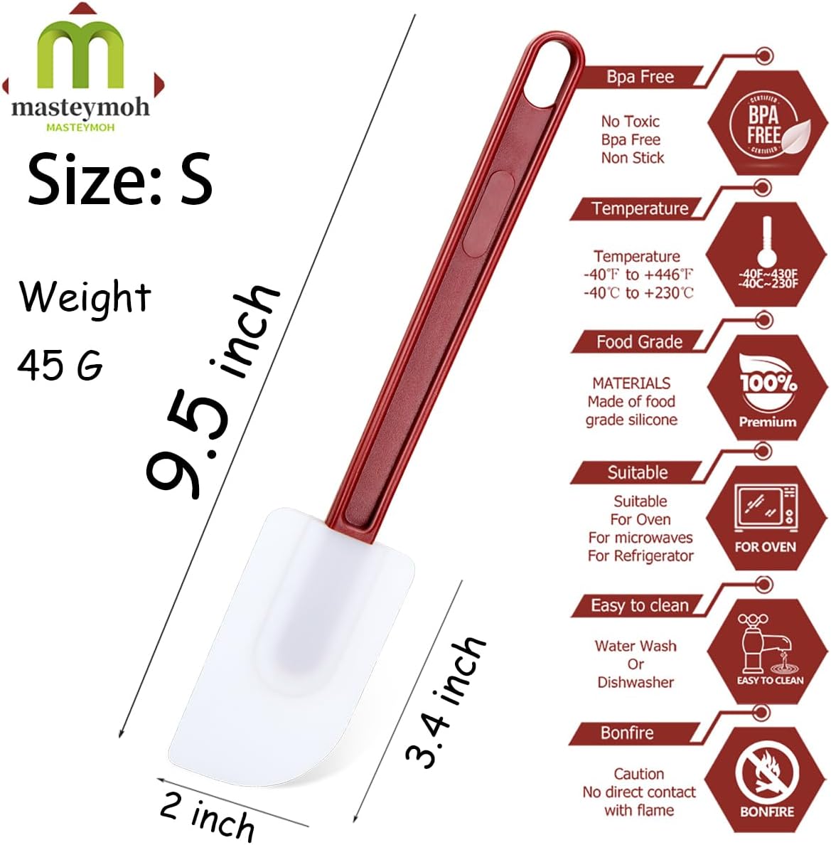 Flexible Rubber Spatulas 5PCS, Silicone Spatula Set, Soft Rubber Spatula Scraper 9.5 Inches, Commercial Spatula, Silicone Rubber Spatula Set Resistant to 500℉ (5 Scrapers 9.5")