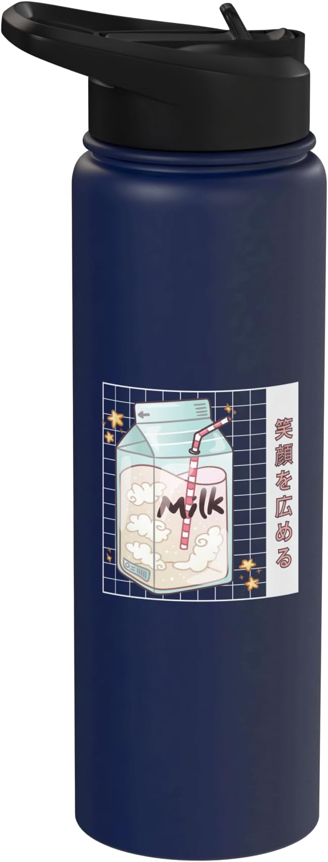 Cute Milk Carton Kawaii Japanese Stars Clouds Stainless Steel Insulated Water Bottle