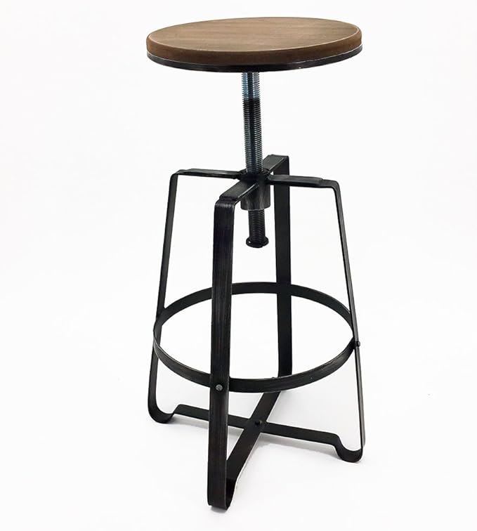 Modern Home Turner Retro Adjustable Contemporary Steel/Wood Barstool