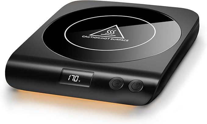 Gaiatop Coffee Mug Warmer, 3 Temperature Settings, 2-10H Auto Shut Off and Warm Strip Indicator Lights, 50W Smart Cup Warmers Fast Heating Plate for Tea Milk Cocoa Candle, Stocking Stuffers, Black