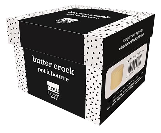 Now Designs French-Style Stoneware Butter Crock for The Counter, Matte Natural