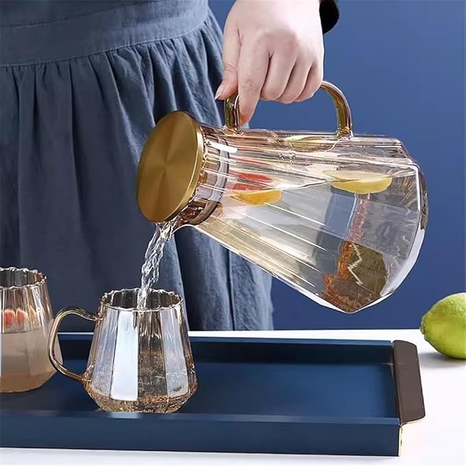 GLigeT Iced Tea Pitcher Household Large Capacity Glass Water Kettle, Creative Drinkware Pitcher for Cold Water, Juice, Milk, Coffee, Tea Pot, 1.5L Or 1.8L Water Jug(Medium)
