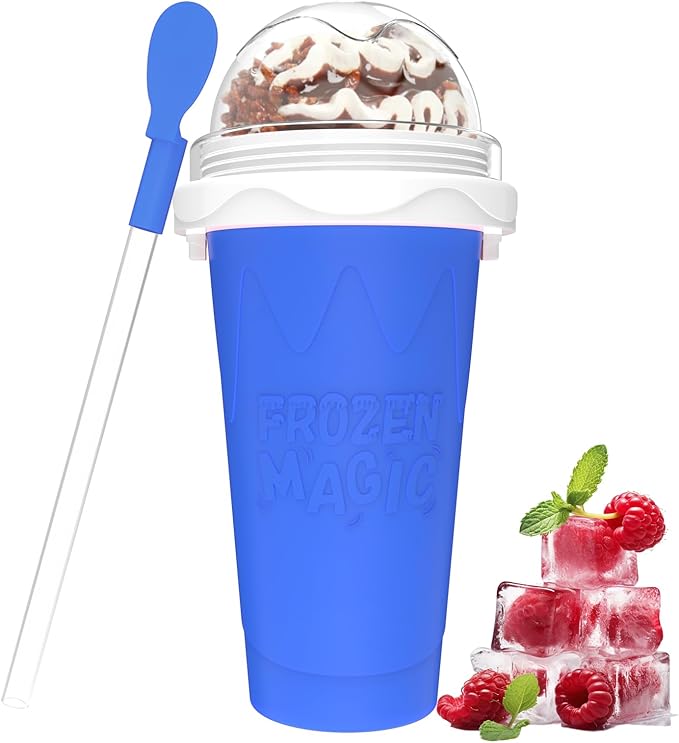 Slushy Maker Cup,DIY Magic Slushie Makers Squeeze Cups, Portable Smoothie Squeeze Cups for Juices, Milk and Ice Cream Make,Double Layer Squeezes Slushie Maker Cup, Birthday Gifts for Mom Dad & Friends