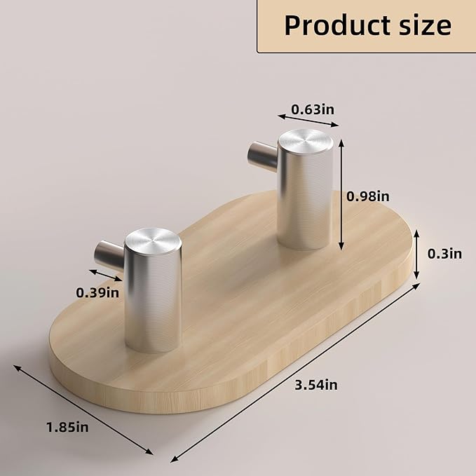 Kayqi 304 Stainless Steel Minimalist Hooks, Suitable for Various Settings Such as bathrooms, Kitchens, and entryways (Set of 3). (Silver)