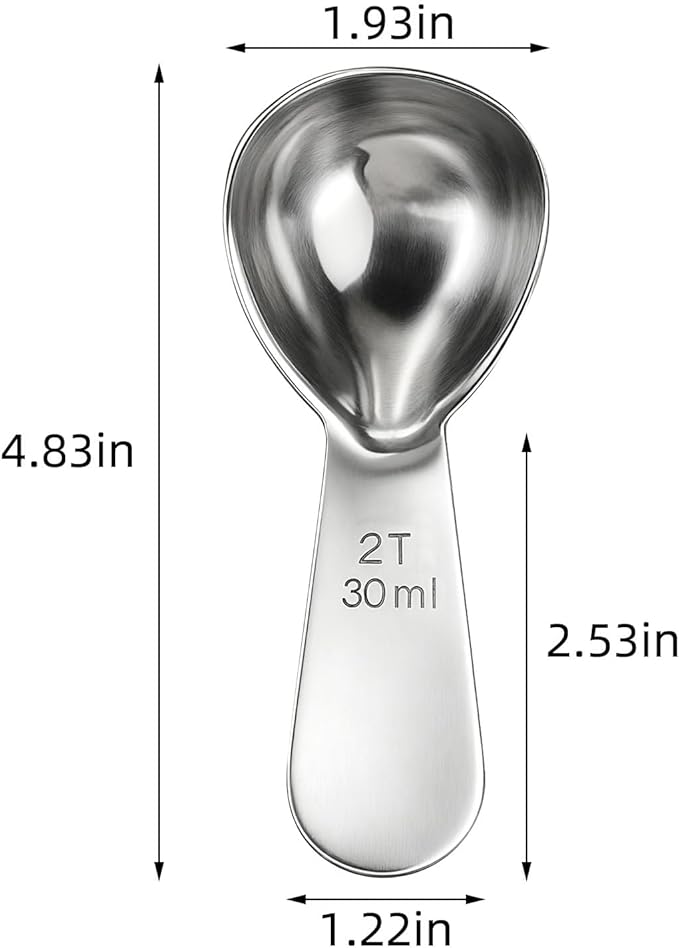 18/8 Stainless Steel Coffee Measuring Spoon 2 Tablespoon Coffee Scoop Short Handle Measuring Spoon for Ground Coffee Tea Sugar Flour Exact Measuring Spoons (30ml)