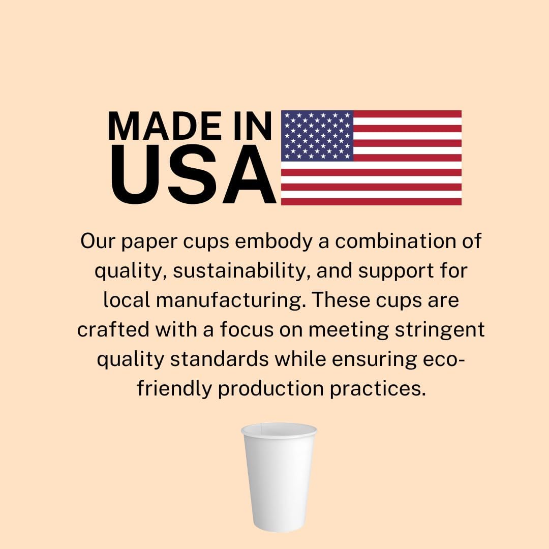 Paper Cups 20 oz 500 Pack for Coffee & Tea 20 oz Made in USA | Bulk 500 Count for Home, Office, Restaurants & Parties | Recyclable Disposable 20 Ounce To-Go Cups for Hot Drinks