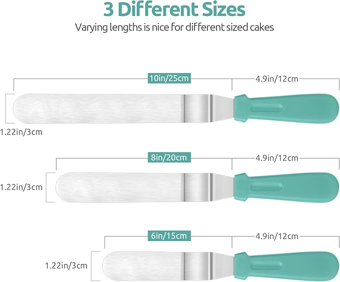 U-Taste 18/8 Stainless Steel Measuring Cups and Spoons Set and 18/0 Stainless Steel Offset Icing Spatula Set (Aqua Sky)