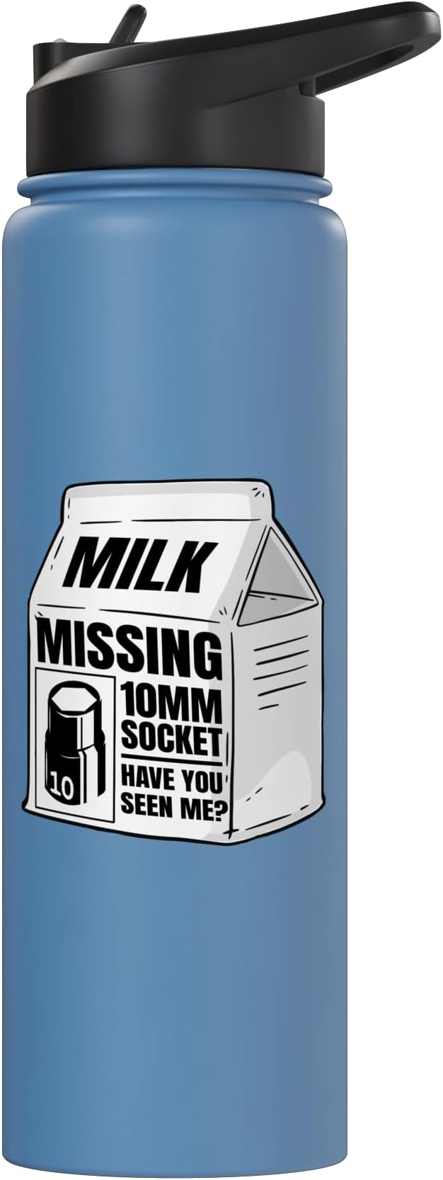 Missing 10mm Socket Milk Carton Funny Car Mechanic Stainless Steel Insulated Water Bottle