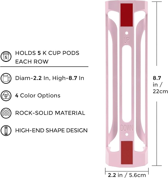K Cup Holder for Keurig: Coffee Pod Holder for Counter Small Space - Kcup holder for Wall Mount (4, Pink)