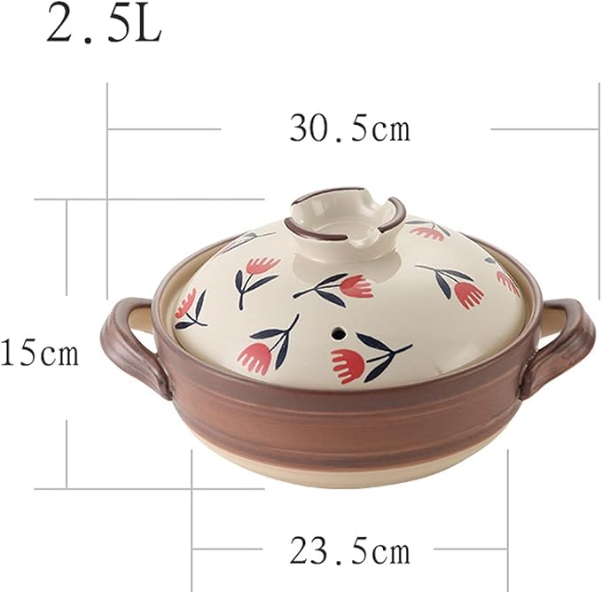 Ceramic Casserole, Japanese Clay Pot Donabe Stone Rice Pot With Lid, Earthen Pot Stockpot Ceramic Casserole Cooker Healthy Cookware Stove Pot Soup Hot Pot(Color:E)