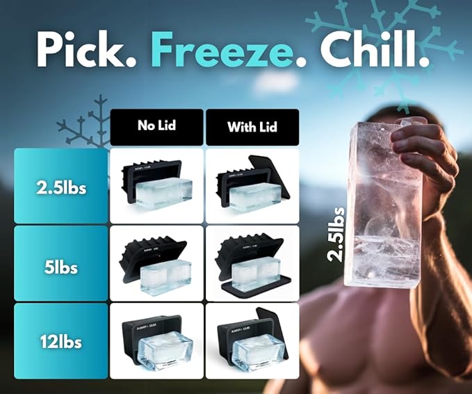 Alaskey® Giant Ice Block Mold 12 lbs With Lid (Single) | Create Perfect Ice Bricks | Professional Silicone Mold for Crafting Extra Large Ice Cubes, Ideal for Ice Baths, Coolers, Bartender Accessories