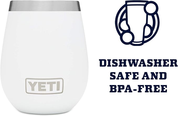 YETI Rambler 10 oz Wine Tumbler, Vacuum Insulated, Stainless Steel with MagSlider Lid, White