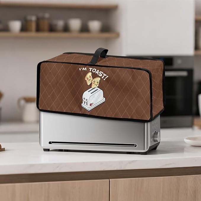 Bread Print 2-Slice Slim Toaster Cover, Machine Washable Toaster Cover 2 Slice Heat Resistant Dustproof Protector Covers for Kitchen Appliances