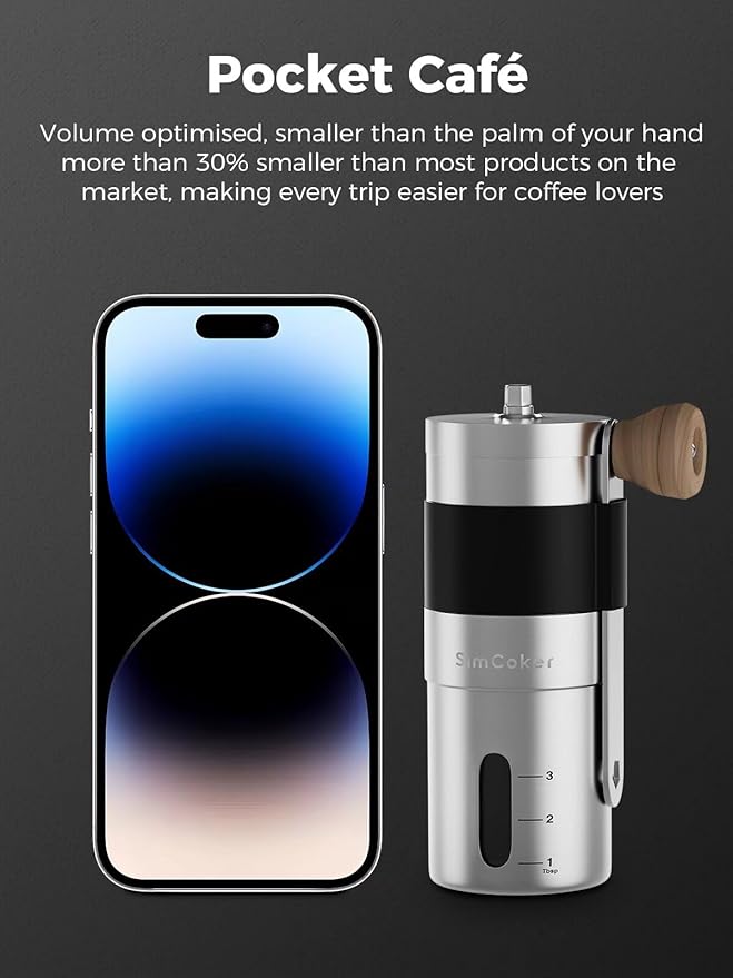 Manual Coffee Grinder,Ceramic Burr,20g Capacity,Adjustable Grind Setting,Portable Size for Camping,304 Stainless Steel