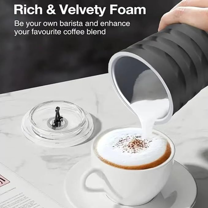 Milk-Frother, 4-in-1 Milk-Steamer-and-Frother, Hot & Cold Foam Milk Warmer with Temperature Control, Auto Shut-Off Frothers for Coffee, Latte, Cappuccino, Macchiato