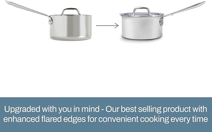All-Clad D3 3-Ply Stainless Steel Sauce Pan with Lid 3 Quart, Induction, Oven Broiler Safe 600F, Multipurpose, Compatible w/ All Cooktops, For Restaurant or Home Kitchen, Pots & Pans, Cookware, Silver