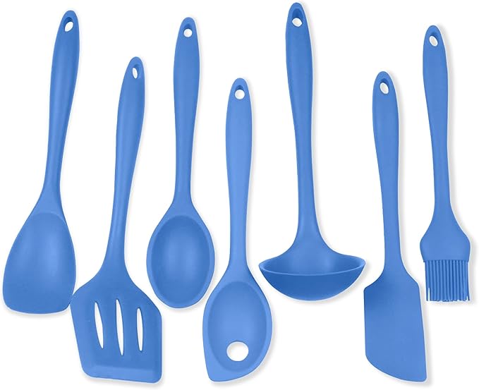 Chef Craft 7 Piece Blue Premium Silicone Kitchen Tool Set (42081)