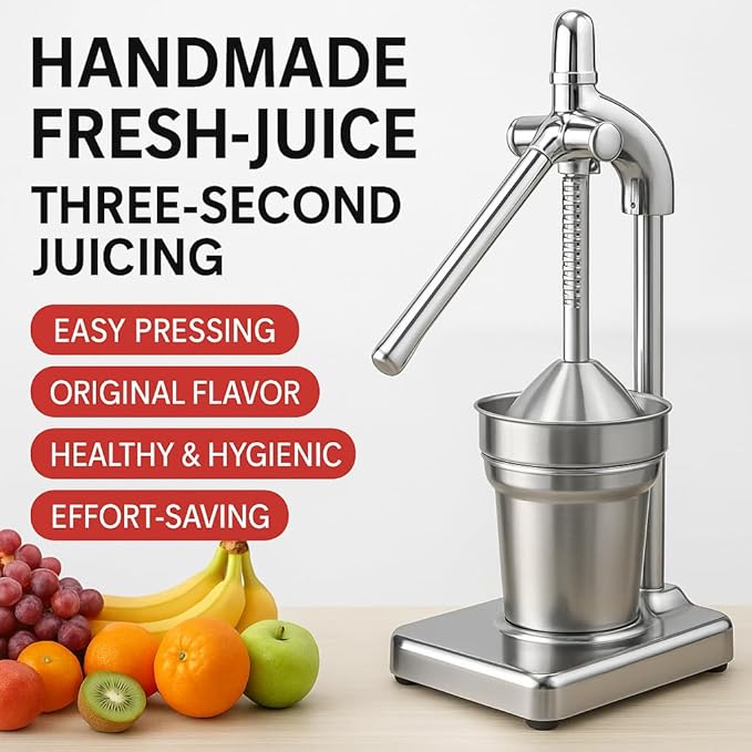 Cast Iron Juicer Hand Press, Heavy Duty Manual Juicer Stainless Steel Lemon Squeezer, for Fresh Orange Juice, Easy-to-Clean for Bar Kitchen