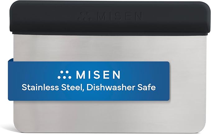 Misen Stainless Steel Bench Scraper - Versatile Food Scraper with Walnut Handle - Ideal for Kitchen, Pastry & Dough - Durable Cutting Board Scraper Tool - Effortless Transfer into Pots & Pans - Black