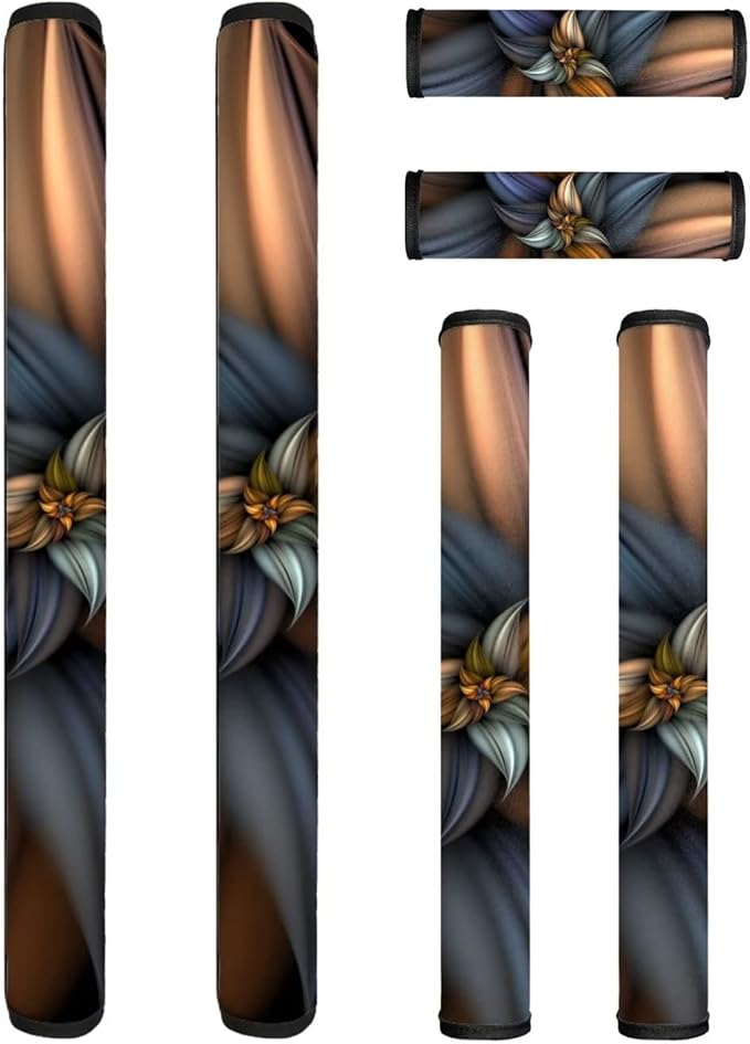 Brown Flower Refrigerator Door Handle Covers Set of 6, Antiskid Protector for Fridge Oven Dishwasher Keep Your Kitchen Appliance Clean from Smudges, Food Stains