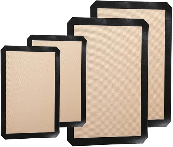 Cabilock 4pcs Nonstick Silicone Baking Mats Oven Liners for Easy Cleanup Reusable Bake Pans Cushions for Macarons and Pastries