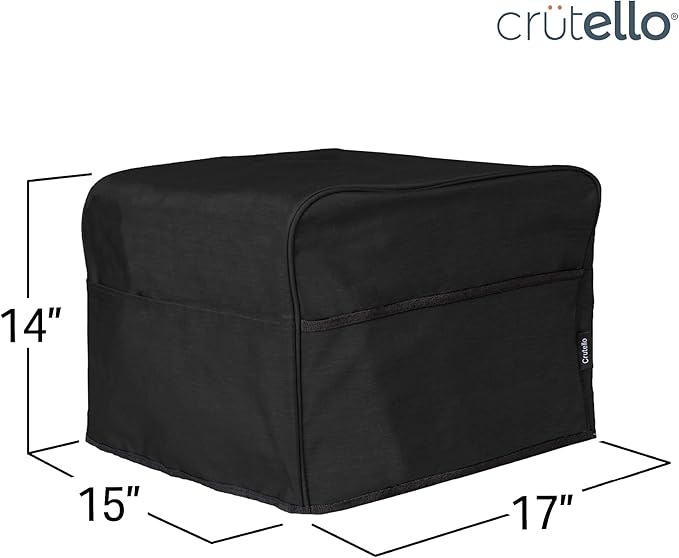 Crutello Convection Toaster Oven Cover with Storage Pockets - Fits Machines Up to 17 x 15 x 14 Inches - Black