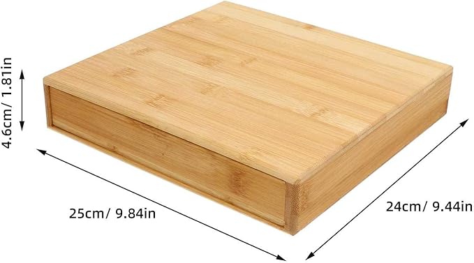 Partykindom Wooden Tea Cake Storage Box with Drawer 9.84X9.44X1.81In Tea Storage Organizer for Pu Er Cake Breathable and Practical Box for Home Use